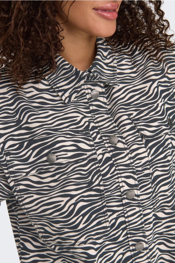 JDYRAY L/S SHACKET PNT 15343450 Ultimate Gray/BLACK ZEBRA